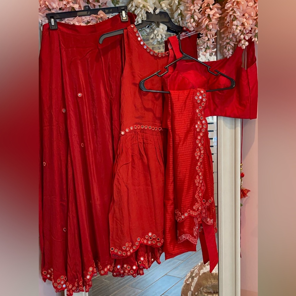 Indian lehenga set (Blood red outfit) (custom maid from Boutique)